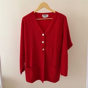 SAKS FIFTH AVENUE Cashmere Cardigan Red Vintage Size M